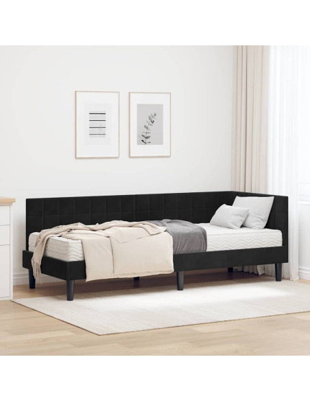 Struttura Letto Angolare con Materasso 2 pcs Nero Velluto