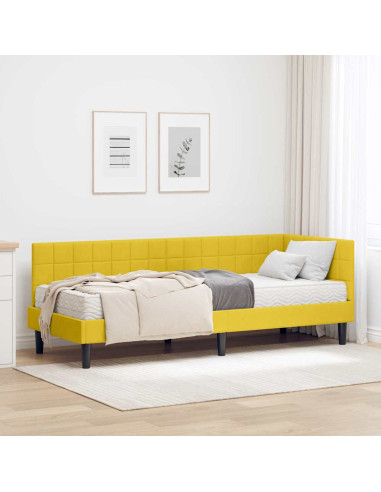 Struttura Letto Angolare con Materasso 2 pcs Giallo Velluto