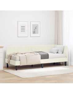 Struttura Letto Angolare con Materasso 2 pcs Crema Velluto