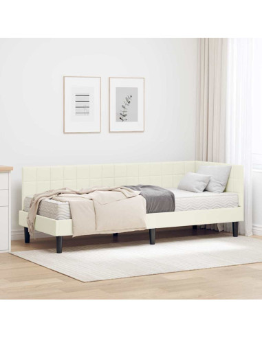 Struttura Letto Angolare con Materasso 2 pcs Crema Velluto