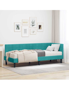 Struttura Letto Angolare con Materasso 2 pcs Turchese Velluto