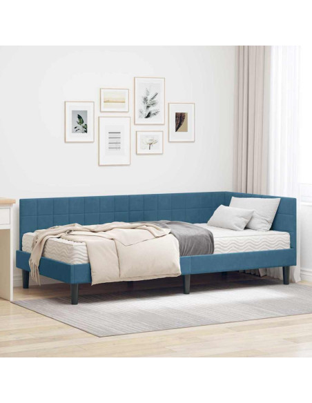 Struttura Letto Angolare con Materasso 2 pcs Blu Velluto