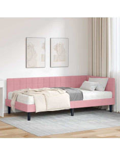 Struttura Letto Angolare con Materasso 2 pcs Grigio Velluto