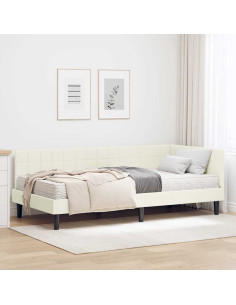 Struttura Letto Angolare con Materasso Crema 90 x 190 cm