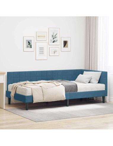 Struttura Letto Angolare con Materasso 2 pcs Blu Velluto