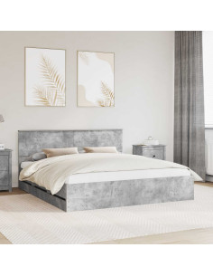Struttura del letto con cassetto Grigio cemento 180 x 200 cm