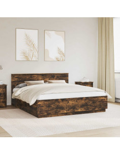 Struttura del letto Rovere fumé 200 x 200 cm Legno multistrato