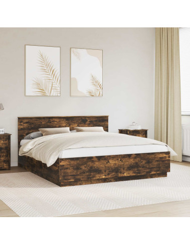 Struttura del letto Rovere fumé 200 x 200 cm Legno multistrato