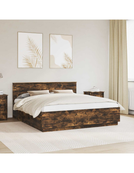 Struttura del letto Rovere fumé 200 x 200 cm Legno multistrato