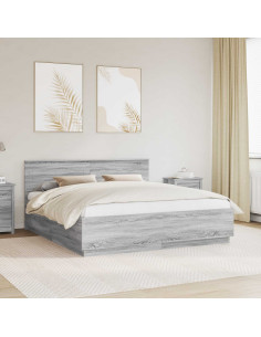 Struttura del letto con testiera Grigio Sonoma 200 x 200 cm