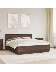 Struttura del letto con testiera Rovere Marrone 200 x 200 cm