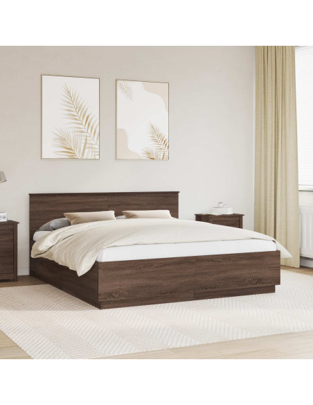 Struttura del letto con testiera Rovere Marrone 200 x 200 cm