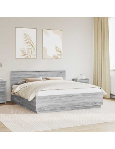 Struttura del letto con testiera Grigio Sonoma 180 x 200 cm