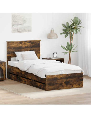Struttura del letto con cassetto Rovere fumé 75 x 190 cm