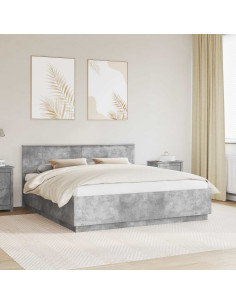 Struttura del letto con testiera Grigio cemento 200 x 200 cm