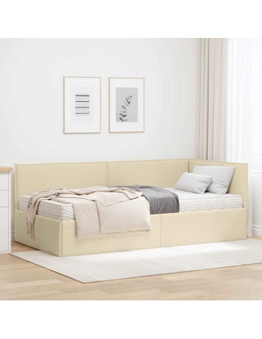 Struttura Letto Angolare con Materasso 2 pcs Crema Velluto