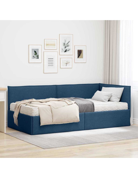 Struttura Letto Angolare con Materasso 2 pcs Blu Velluto