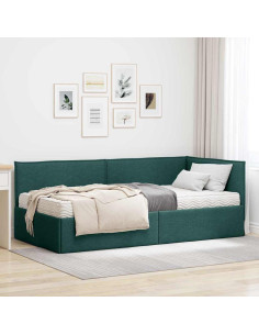 Struttura Letto Angolare con Materasso 2 pcs Verde Velluto
