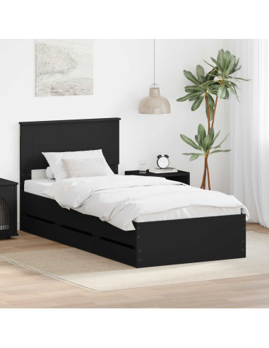 Struttura del letto Nero 100 x 200 cm Legno Ingegnerizzato