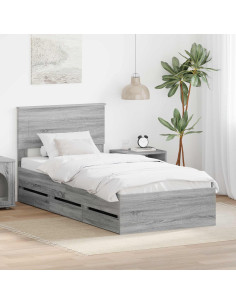 Struttura del letto con cassetto Grigio Sonoma 100 x 200 cm