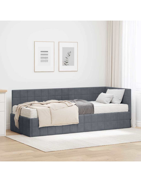Struttura Letto Angolare con Materasso 2 pcs Grigio Velluto