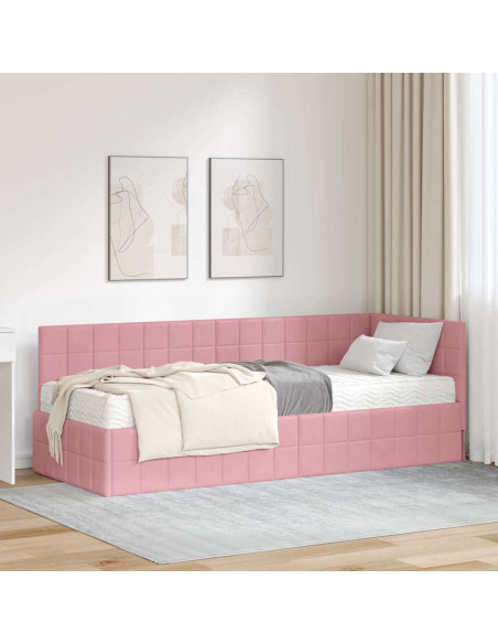 Struttura Letto Angolare con Materasso 2 pcs Grigio Velluto
