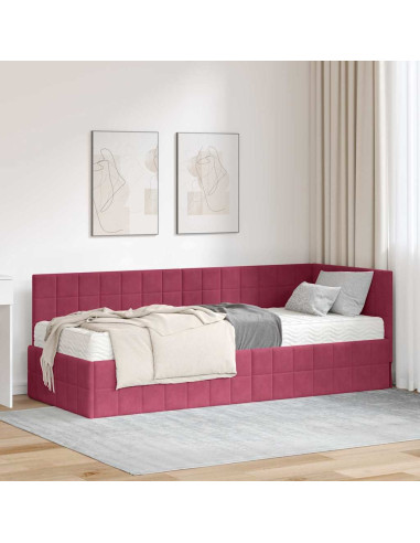Struttura Letto Angolare con Materasso 2 pcs Verde Velluto