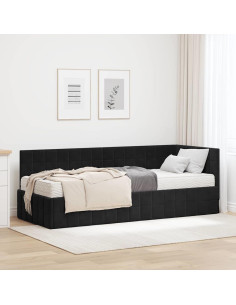 Struttura Letto Angolare con Materasso 2 pcs Nero Velluto