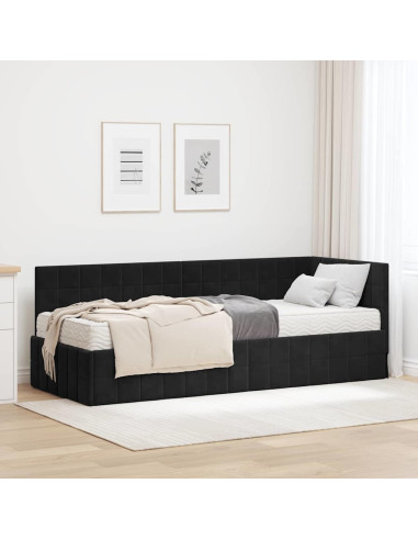 Struttura Letto Angolare con Materasso 2 pcs Nero Velluto