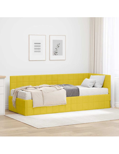 Struttura Letto Angolare con Materasso 2 pcs Giallo Velluto