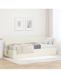 Struttura Letto Angolare con Materasso 2 pcs Crema Velluto