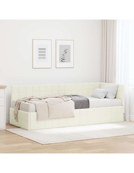 Struttura Letto Angolare con Materasso 2 pcs Crema Velluto