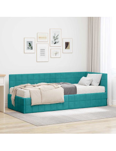 Struttura Letto Angolare con Materasso 2 pcs Turchese Velluto