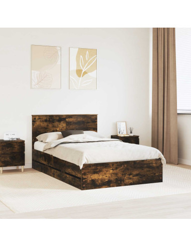 Struttura del letto con cassetto Rovere fumé 135 x 190 cm