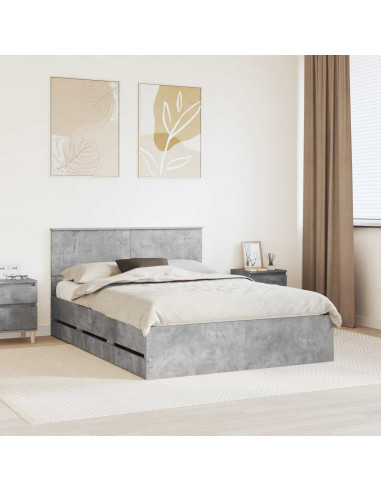 Struttura del letto con cassetto Grigio cemento 160 x 200 cm