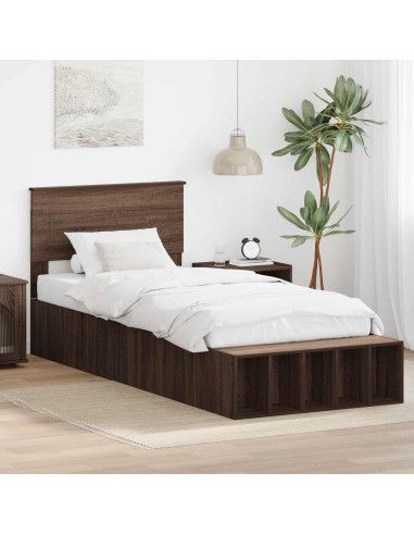 Struttura del letto con lo scaffale Rovere Marrone 100 x 200 cm