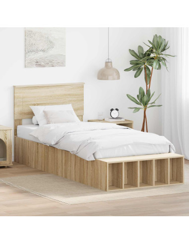Struttura del letto Rovere Sonoma 90 x 200 cm Legno multistrato