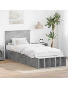 Struttura del letto con lo scaffale Grigio cemento 70 x 190 cm
