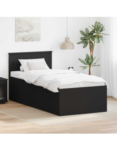 Daybed con cassetto Nero 100 x 200 cm Legno multistrato