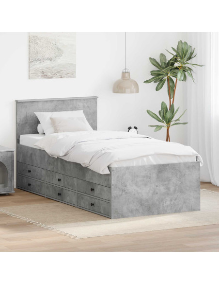 Daybed Grigio Cemento e Nero 90 x 190 cm Legno multistrato