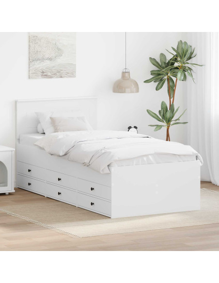 Daybed con cassetto Bianco e Nero 90 x 200 cm Legno multistrato