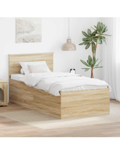 Struttura del letto Rovere Sonoma 90 x 190 cm Legno multistrato