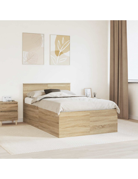 Struttura del letto con testiera Rovere Sonoma 135 x 190 cm