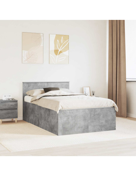 Struttura del letto con testiera Grigio cemento 135 x 190 cm