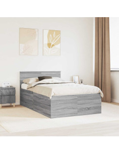 Struttura del letto con testiera Grigio Sonoma 135 x 190 cm
