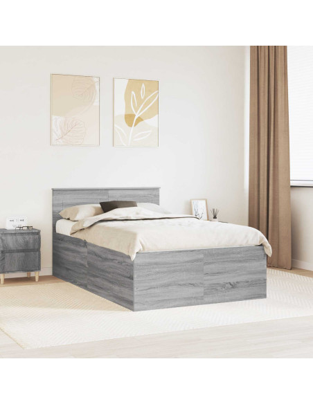Struttura del letto con testiera Grigio Sonoma 135 x 190 cm
