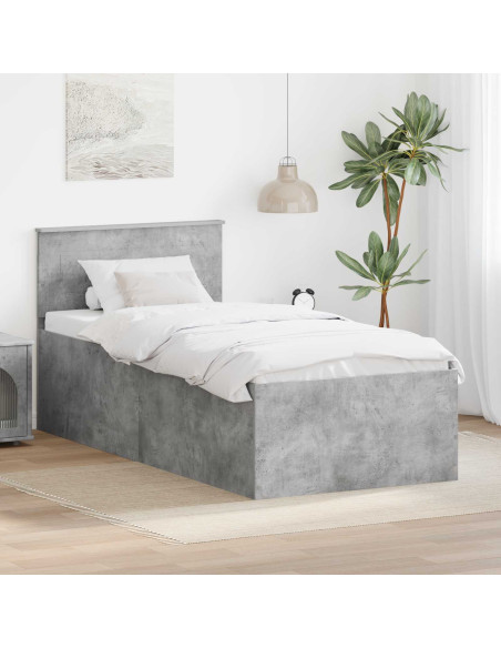 Struttura del letto con testiera Grigio cemento 75 x 190 cm