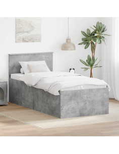 Struttura del letto con testiera Grigio cemento 120 x 200 cm
