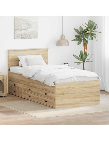 Daybed Rovere Sonoma e Nero 90 x 200 cm Legno multistrato