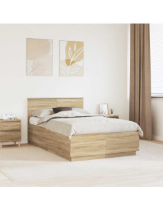 Struttura del letto con testiera Rovere Sonoma 135 x 190 cm